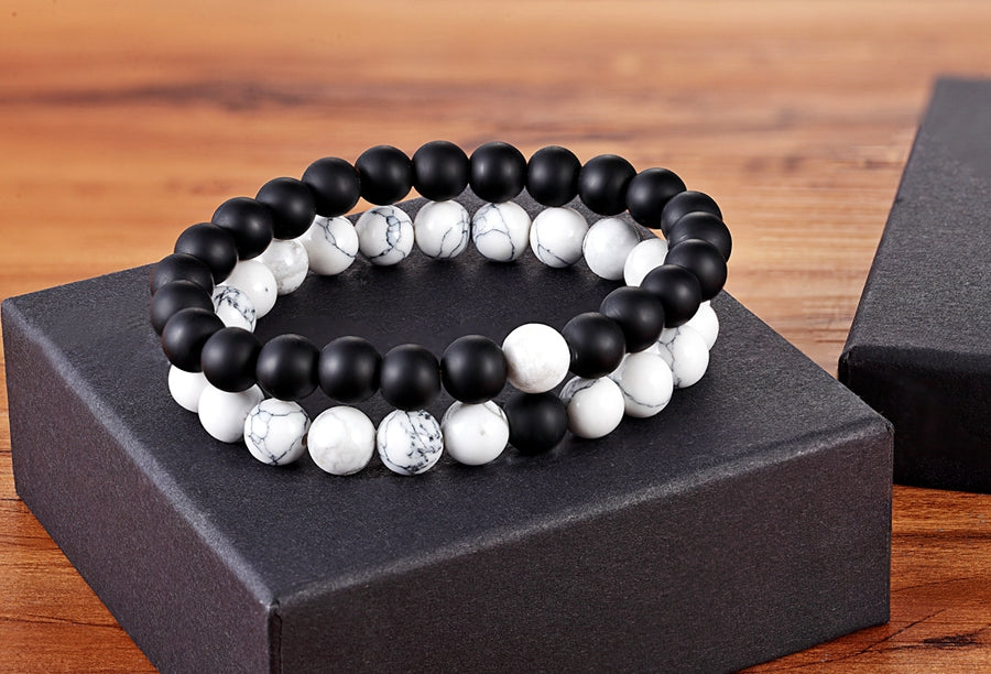 Bracelet pierre de lave, Onyx, perlé en pierres naturelles |Tyham™